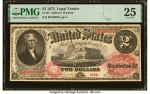 image for: Fr. 47 $2 1875 Legal Tender PMG Very Fine 25....