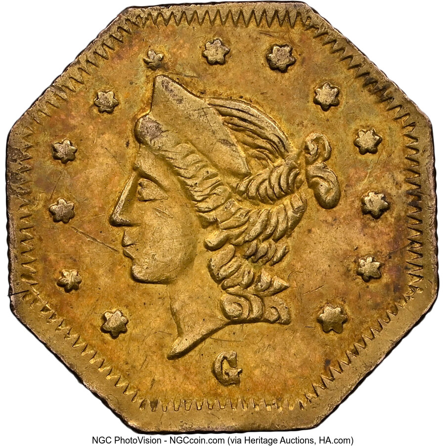image for: 1869 50C Liberty Octagonal 50 Cents, BG-919, R.4, AU58 NGC. NGC Census: (5/21).  ...