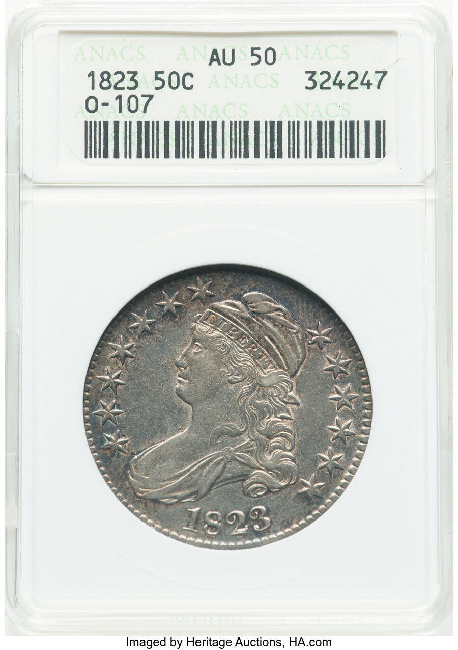 image for: 1823 50C O-107, R.3, AU50 ANACS.  Mintage 1,694,200....