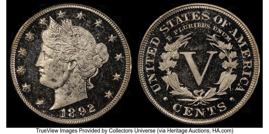 image for: 1892 5C PR64 Deep Cameo PCGS. PCGS Population: (1/4).  ...