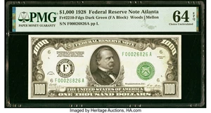 image for: Fr. 2210-F $1,000 1928 Federal Reserve Note. PMG Choice Uncirculated 64 EPQ....