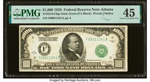 image for: Fr. 2210-F $1,000 1928 Federal Reserve Note. PMG Choice Extremely Fine 45....