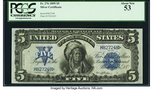 image for: Fr. 276 $5 1899 Silver Certificate PCGS About New 53....