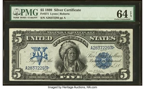 image for: Fr. 271 $5 1899 Silver Certificate PMG Choice Uncirculated 64 EPQ....