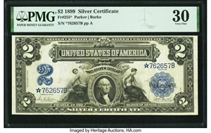 image for: Fr. 255* $2 1899 Silver Certificate Star PMG Very Fine 30....