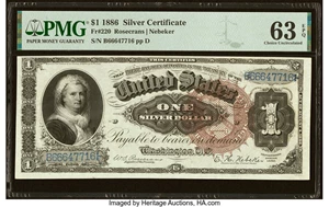 image for: Fr. 220 $1 1886 Silver Certificate PMG Choice Uncirculated 63 EPQ....