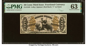 image for: Fr. 1349 50¢ Third Issue Justice PMG Choice Uncirculated 63....