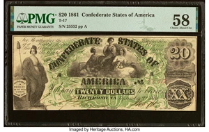 image for: T17 $20 1861 PF-1 Cr. 99 PMG Choice About Unc 58....