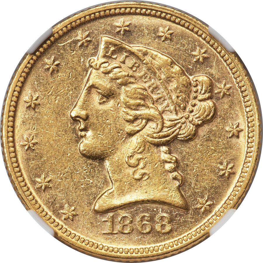 image for: 1868 $5 MS61 NGC....