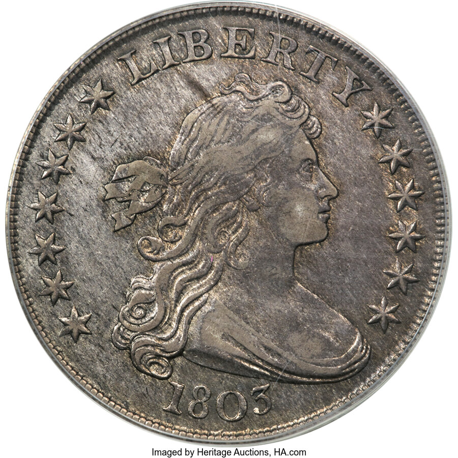 image for: 1803 $1 Small 3, B-5, BB-252, R.3, XF40 PCGS....