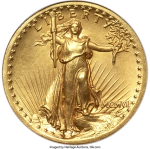 image for: 1907 $20 High Relief, Wire Rim, PR66 NGC....
