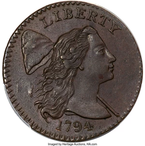 image for: 1794 1C Head of 1794, S-31, B-13, R.1, MS63 Brown PCGS....