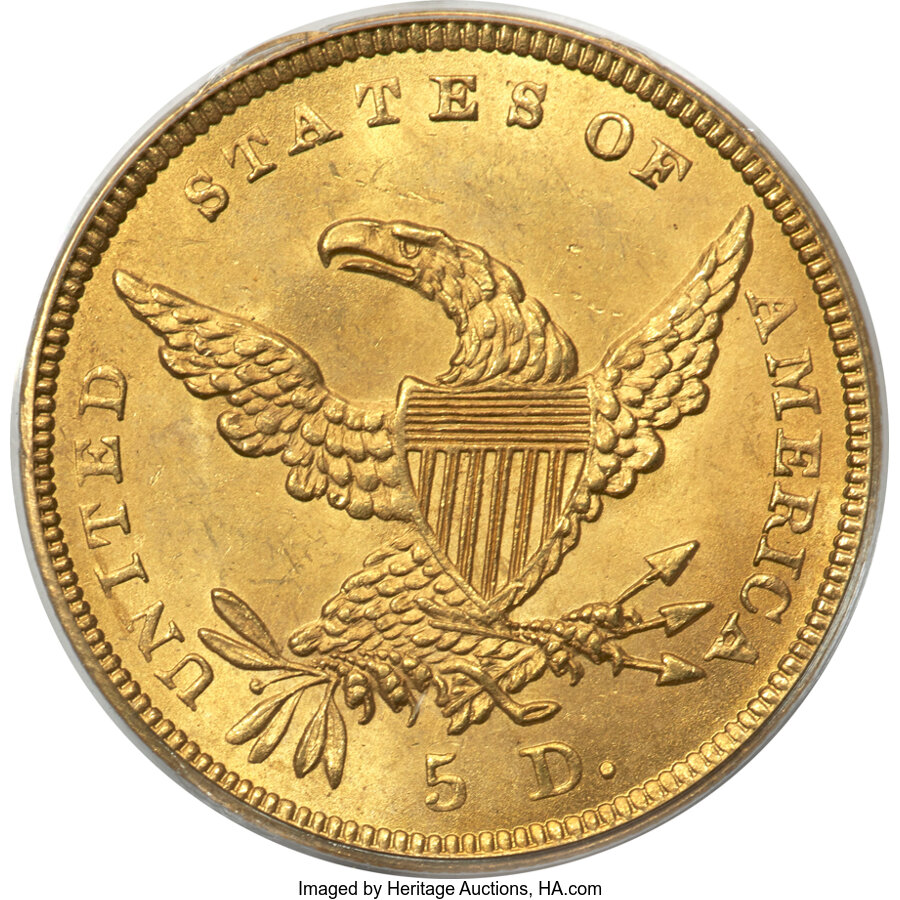 image for: 1838 $5 HM-2, R.3, MS65 PCGS....
