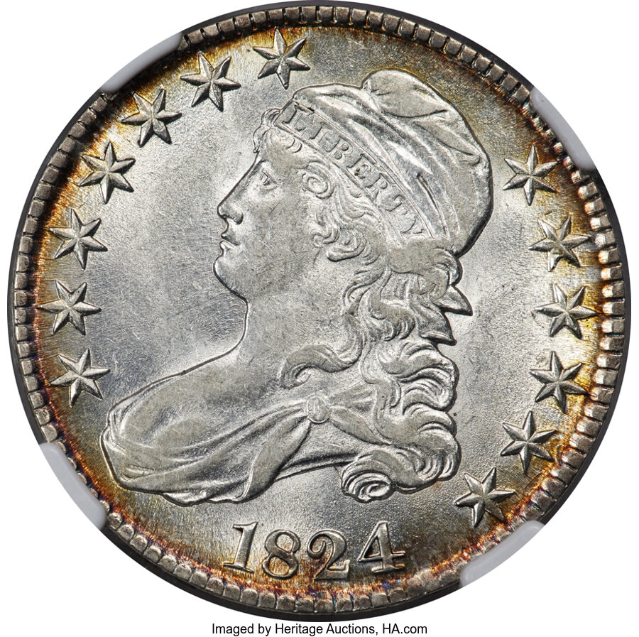 image for: 1824 50C O-115, R.2, AU55 NGC....