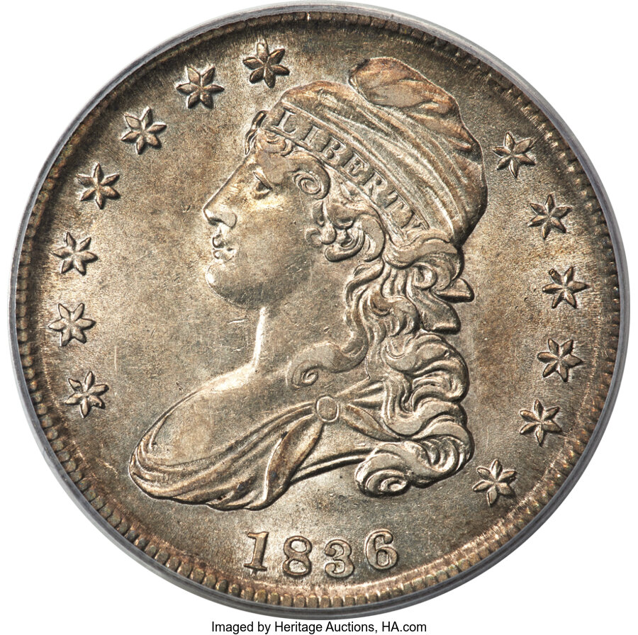 image for: 1836 50C Lettered Edge, O-104a, R.3, AU53 PCGS....