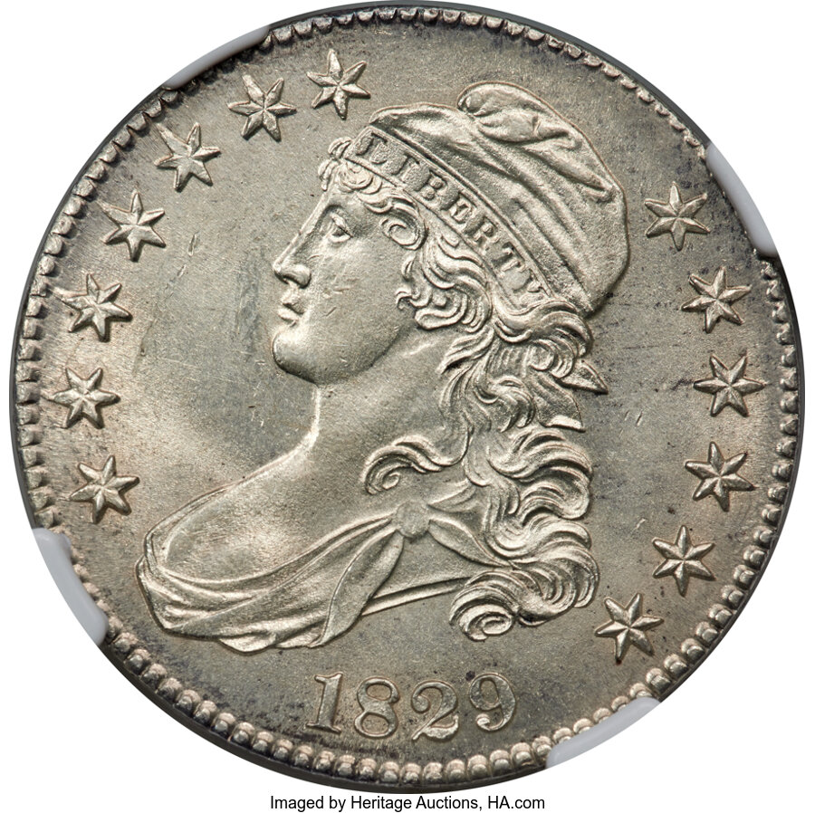 image for: 1829 50C Small Letters, O-112a, R.2, MS63 NGC....