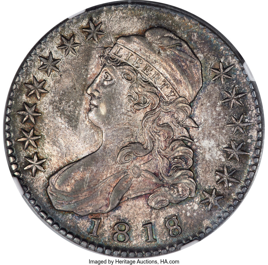 image for: 1818/7 50C Large 8, O-101a, R.1, MS61 NGC....