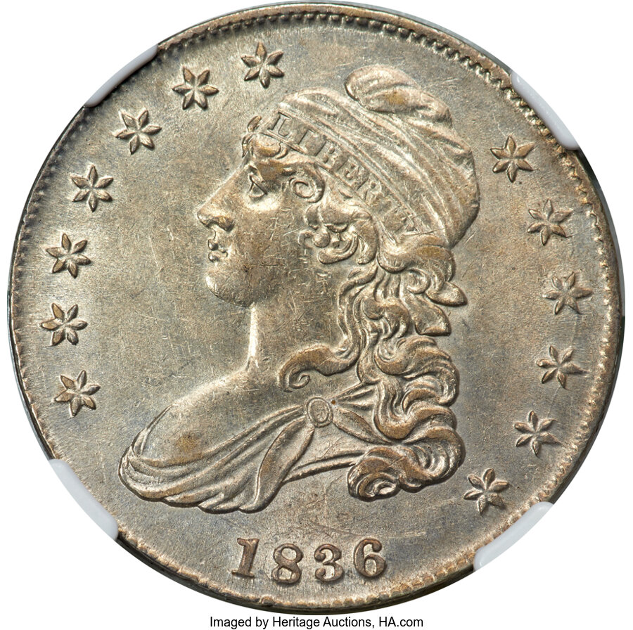 image for: 1836/1336 50C Lettered Edge, O-108a, R.2, AU53 NGC....