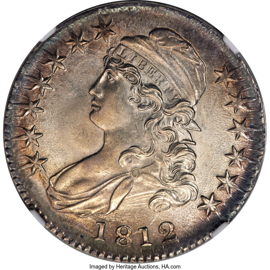 image for: 1812 50C Large 8, O-105a, R.1, AU58 NGC....
