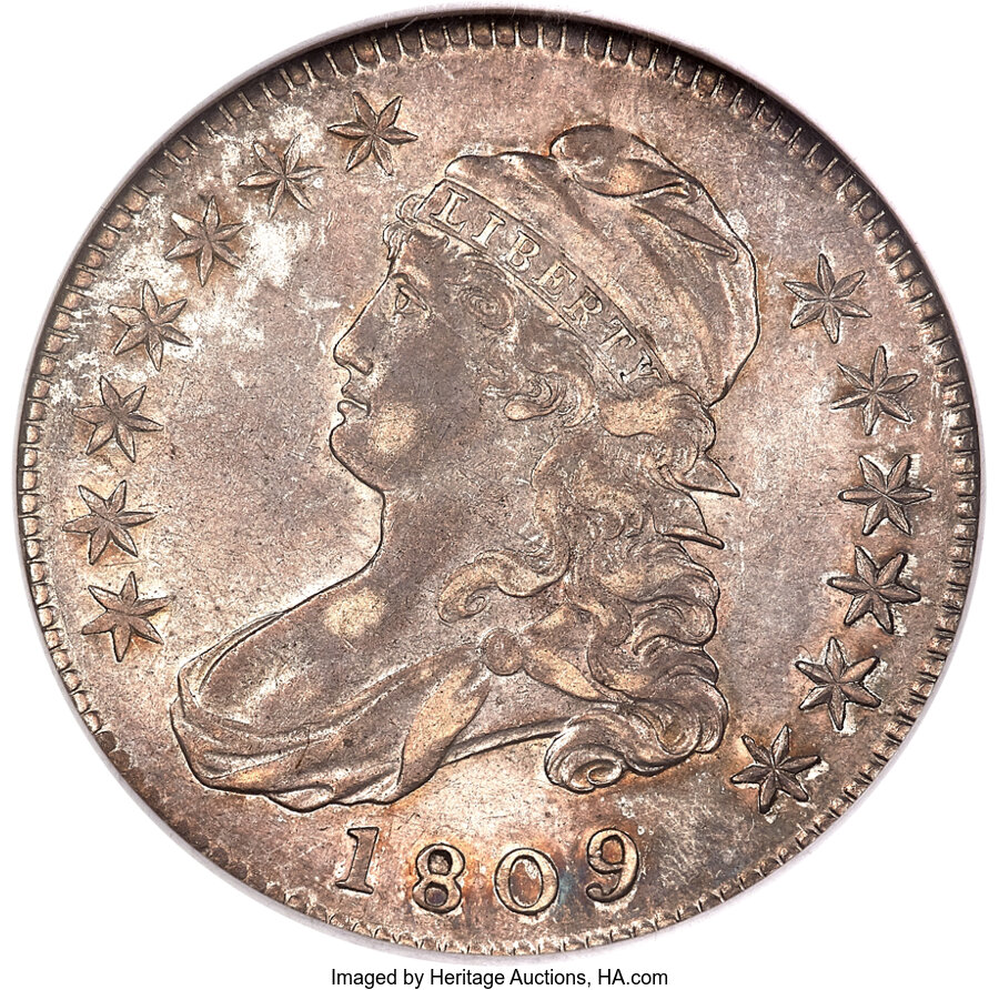 image for: 1809 50C III Edge, O-109, R.3, AU55 NGC. CAC....