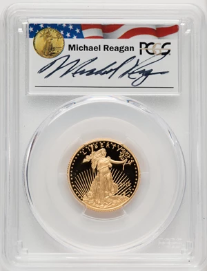 image for: 2010-W $10 Quarter-Ounce Gold Eagle, Reagan Legacy Series, Michael Reagan Signature PR69 Deep Cameo PCGS....