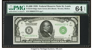 image for: Fr. 2210-H $1,000 1928 Federal Reserve Note. PMG Choice Uncirculated 64 EPQ....