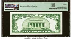 image for: Low Serial Number 33 Fr. 1850-I $5 1929 Federal Reserve Bank Note. PMG Gem Uncirculated 66 EPQ....