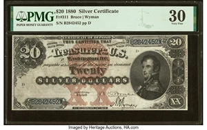 image for: Fr. 311 $20 1880 Silver Certificate PMG Very Fine 30....