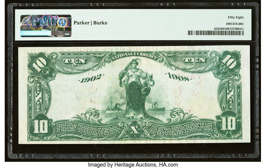 image for: Serial Number 1 Fort Smith, AR - $10 1902 Date Back Fr. 623 The City National Bank Ch. # (S)10609 PMG Choice About Unc 58....