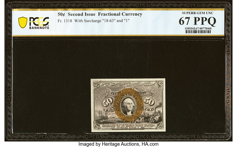 image for: Fr. 1318 50¢ Second Issue PCGS Banknote Superb Gem Unc 67 PPQ....