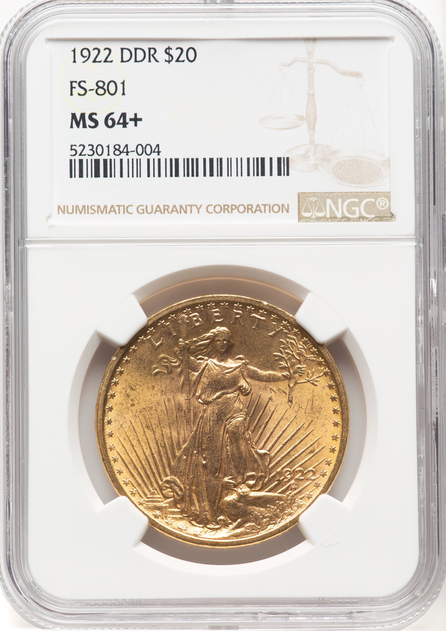 image for: 1922 $20 Doubled Die Reverse, FS-801, MS64+ NGC. NGC Census: (9/2 and 2/0+).  ...