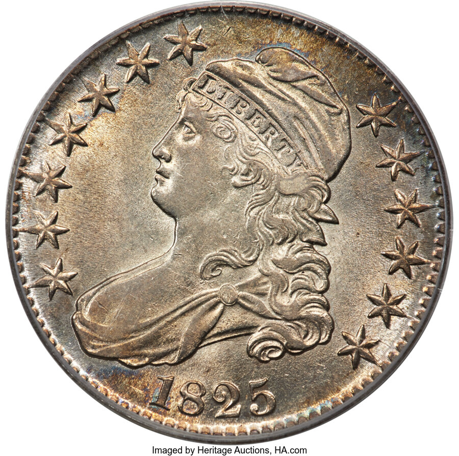 image for: 1825 50C O-104, R.4, AU55 PCGS....