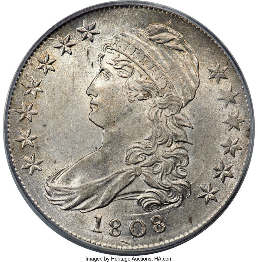 image for: 1808 50C O-109a, R.3, AU58 PCGS. CAC....