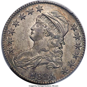 image for: 1824/1 50C O-101, R.2, AU55 PCGS. CAC....