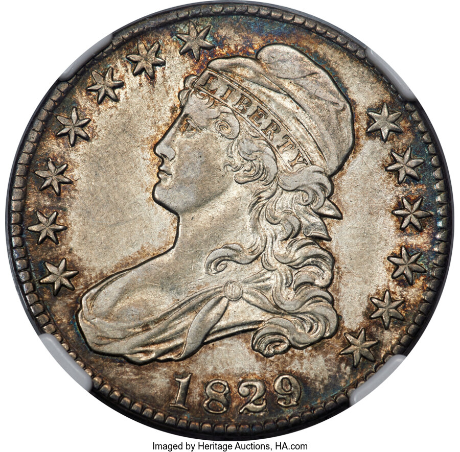 image for: 1829/7 50C O-101a, R.1, AU50 NGC....