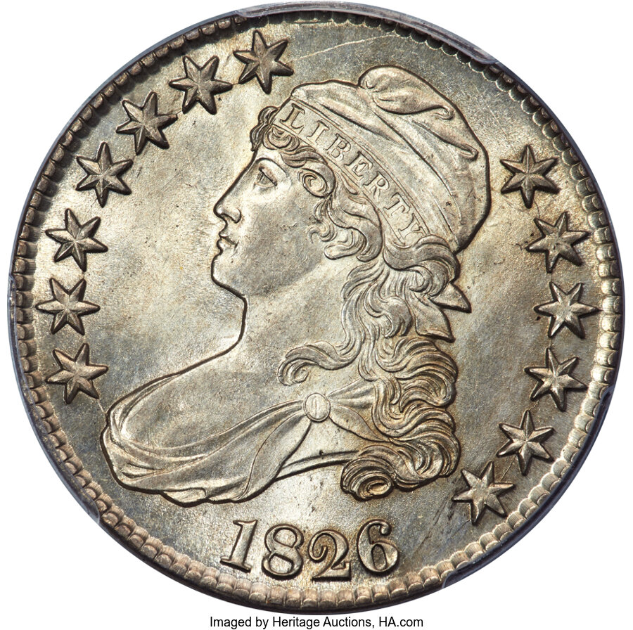 image for: 1826 50C O-116a, R.1, MS62 PCGS....