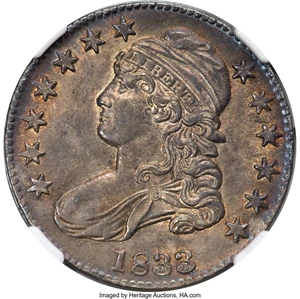 image for: 1833 50C O-106, R.2, MS62 NGC. CAC....