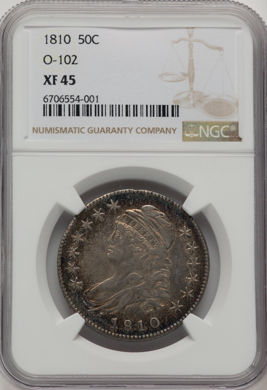 image for: 1810 50C O-102, R.1, XF45 NGC. NGC Census: (3/4).  Mintage 1,276,276. ...