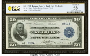 image for: Fr. 831 $50 1918 Federal Reserve Bank Note PCGS Banknote Choice AU 58....