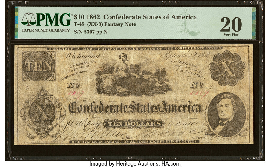 image for: T48 $10 1862 "XX-3" PMG Very Fine 20....