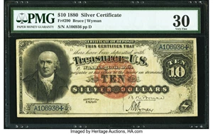 image for: Fr. 290 $10 1880 Silver Certificate PMG Very Fine 30....