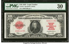 image for: Fr. 123 $10 1923 Legal Tender PMG Very Fine 30....