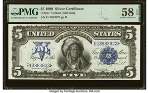 image for: Fr. 274 $5 1899 Silver Certificate PMG Choice About Unc 58 EPQ....