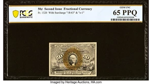 image for: Fr. 1320 50¢ Second Issue PCGS Banknote Gem Unc 65 PPQ....