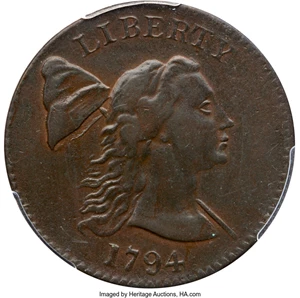 image for: 1794 1C Head of 1793, S-19b, B-3b, R.4, AU53 PCGS. CAC....