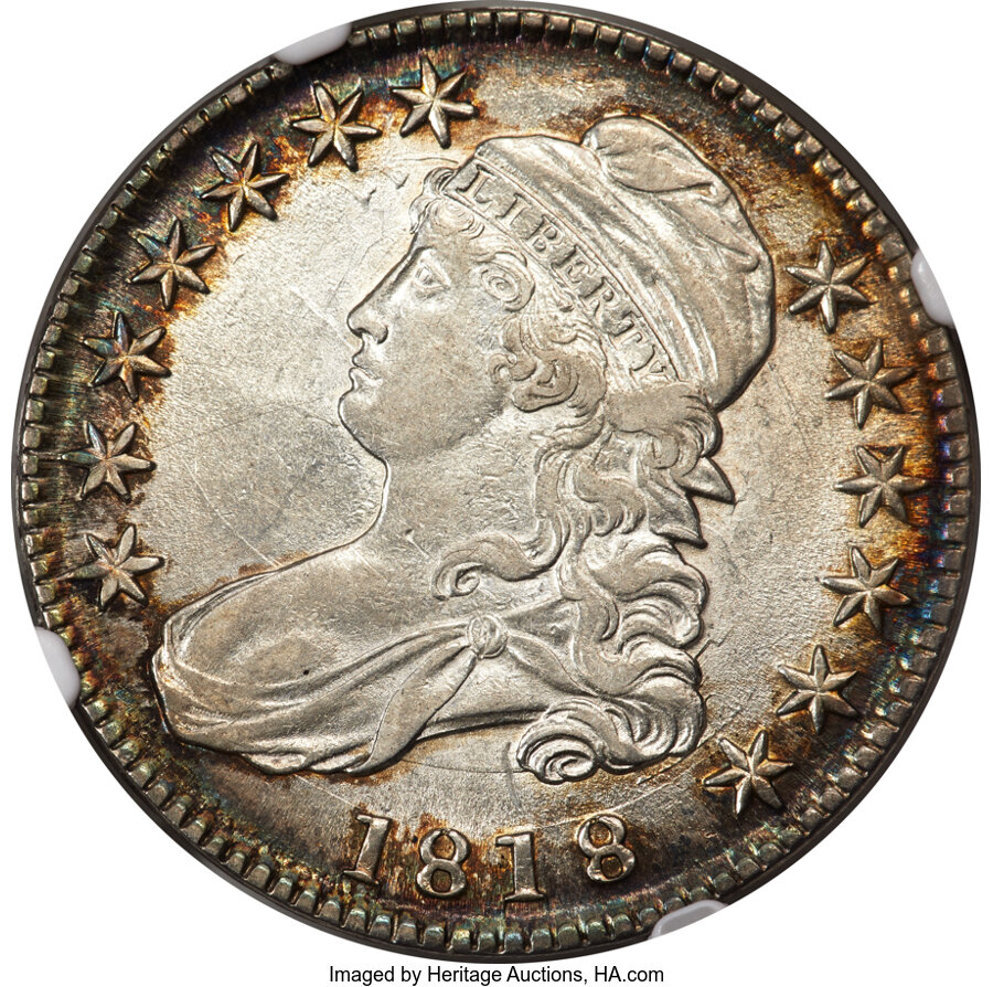 image for: 1818 50C O-108, R.2, AU53 NGC....