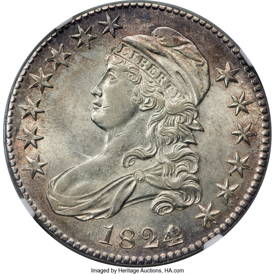 image for: 1824 50C Over Various Dates, O-103, R.1, AU55 NGC....