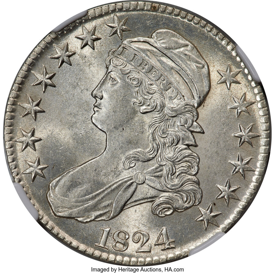 image for: 1824 50C O-117, R.2, MS62 NGC....