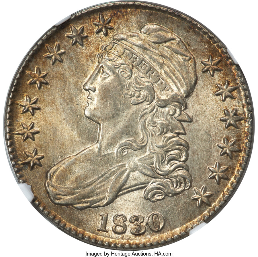 image for: 1830 50C Small 0, O-108, R.3, AU58 NGC....