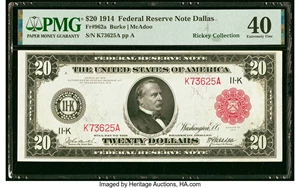 image for: Fr. 962a $20 1914 Red Seal Federal Reserve Note PMG Extremely Fine 40....